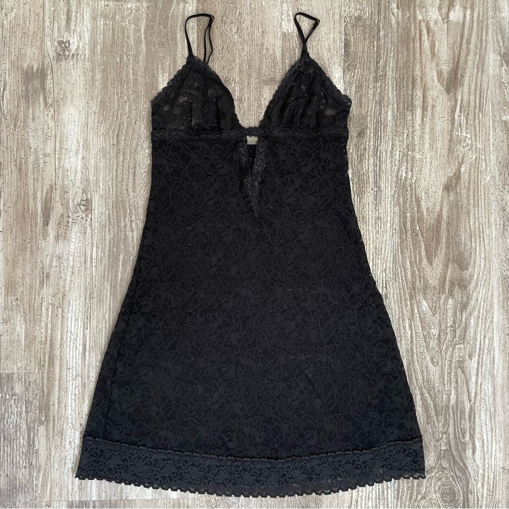 Victoria’s Secret The Lacie Nightgown Black Sheer Floral Lace M